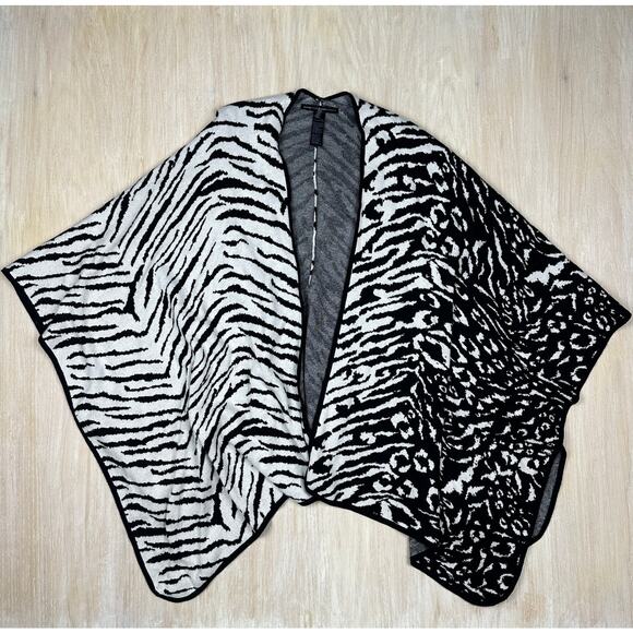 WHBM Wrap Shawl Animal Prints Ruana Wool Cashmere Blend Chic Cozy Poncho OS - Picture 1 of 14